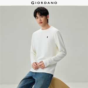Giordano Beau Monde Men Knight chess embroidery long sleeve tee Free Shipping 13026644