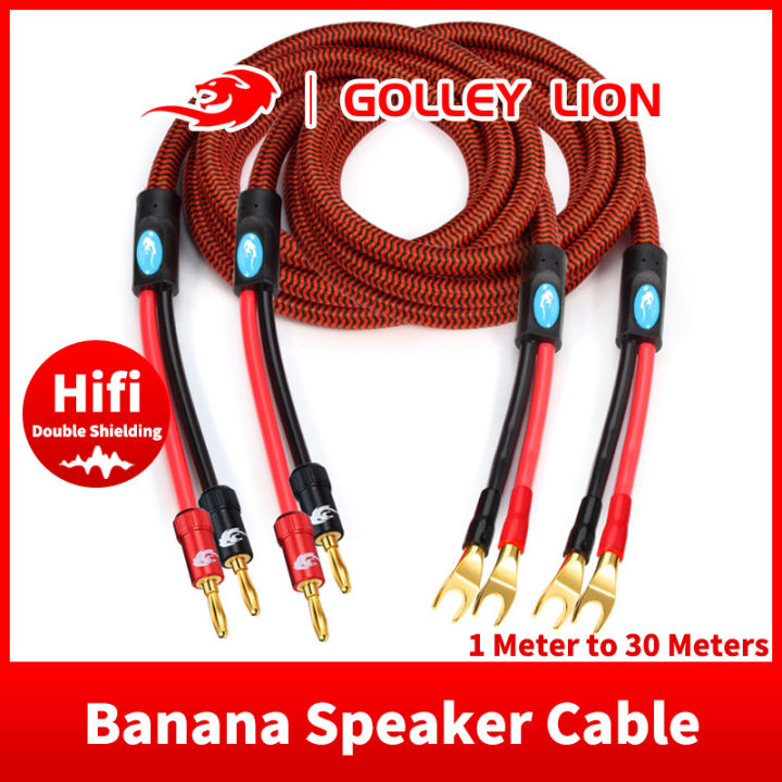 Golley Lion One Pair Hifi Speaker Cable With Banana Plug To Y Style