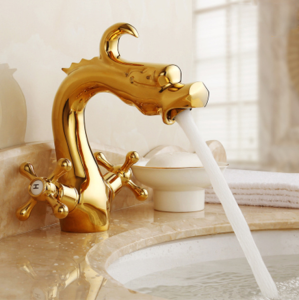 European Style Dragon Faucet Set Antique Copper Basin Mixer Taps Retro Kitchen Basin Sink Lavatory Faucets Bathtub Faucet Cold and Hot Water Tap Washbasin tap