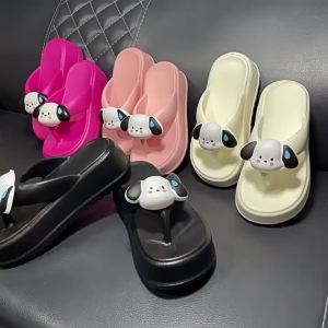 [Free Shipping] Eva slippers odor-resistant non-slip cute cartoon dog head design thick-soled flip-flops in stock