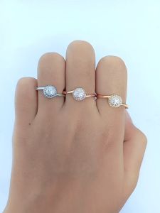 CINCIN SETENGAH BOLA SILANG MP FULL/ CINCIN PERAK ASLI SILVER 925 LAPIS EMAS/ CINCIN FASHION WANITA IMPOR