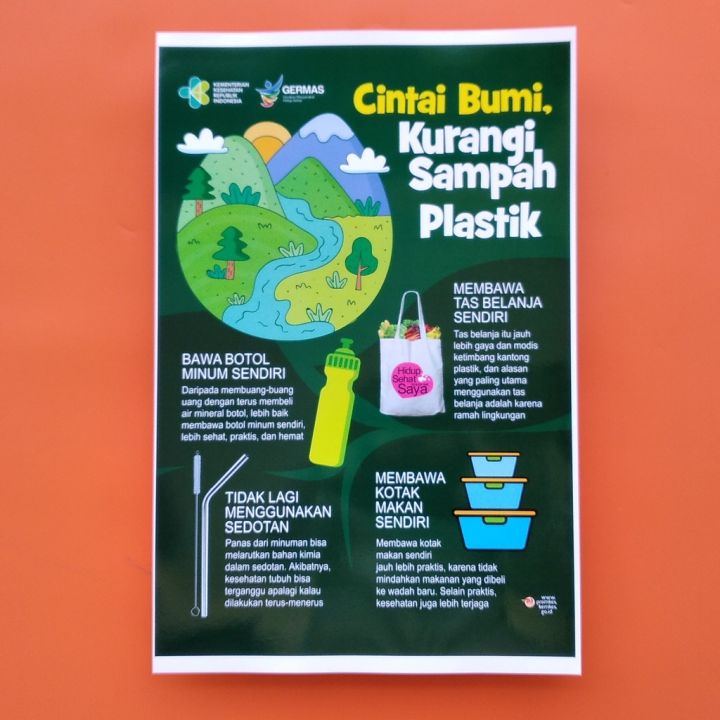 Poster Edukasi - Kurangi sampah Plastik | Poster Cinta Lingkungan