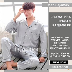 Piyama Pria Lengan Panjang PP/ Piyama Cowok OverSize / Baju Tidur Pria Oversize Gaya Korea - NIC Fashion