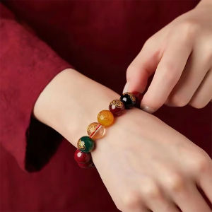 Wealth God Bracelet Five-Way Fortune God Lucky Wealth Red Bead Bracelet For Business Success/Men Women/Good Luck Charm/Gift
