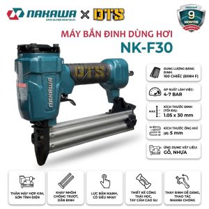 Máy bắn đinh thẳng F30 NAKAWA NK-F30 dùng hơi khí nén đóng đinh gỗ nẹp chỉ khung pallet đồ nội thất