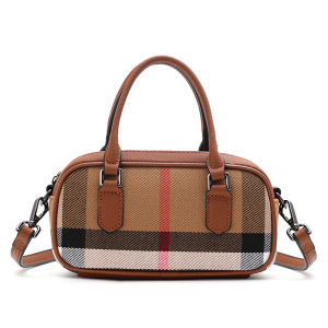 Aidrani กระเป๋าถือแฟชั่นของผู้หญิงผ้าใบพร้อมผ้าหนังวัวสไตล์ลำลองสีน้ำตาล