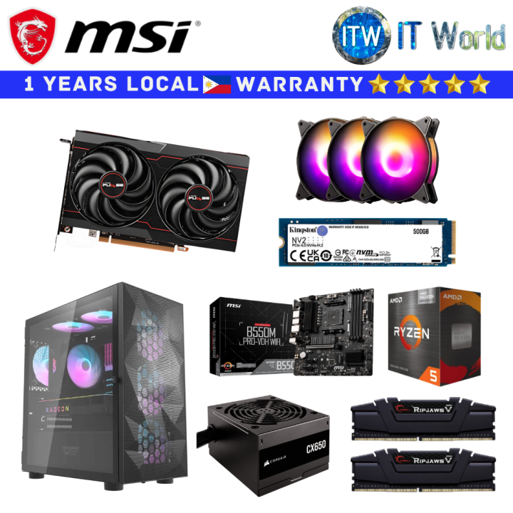 Gaming PC Desktop Computer Set MSI Panther Build Build 5 5600x 6600 RX ...