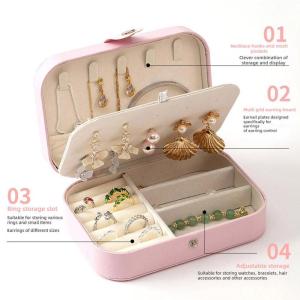 Premium PU Leather Travel Jewelry Box - Portable Organizer with Interior Compartments