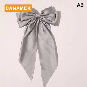 【CANAMEK】 Bow Ribbon Hairpin Headwear Simple Elegant Satin Spring Clip Fixed Hair Clip Retro Party Headdress Red Hair Accessories