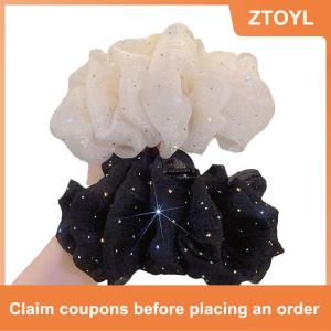 【ZTOYL】 Summer Sweet Mesh Tulle Star Bubble Hair Claw Clips For Women Solid Ponytail Clip Headdress Accessories