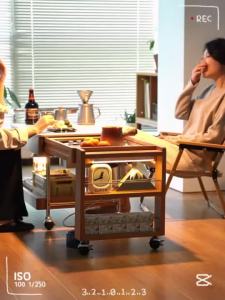 Trolley Mobile Coffee Table Living Room escopic Solid Wood Home Tea Table Small Household