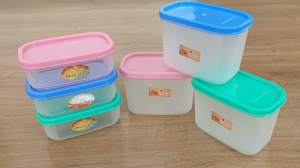 Plastic 6pcs/set Small OVAL Food Keeper Container Storage Sealer Baby Kids Pets Snacks Baon Lunch #421 #422