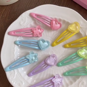 Jelly Feeling Hair Clip for Hot Girls Heart/ Star Shape Hair Barrettes Candy Color Bangs Hair Barrettes for Teens Girls