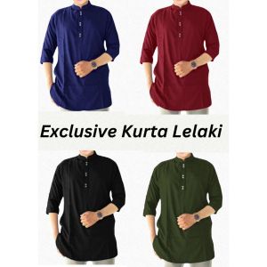 Kurta Lelaki Band Collar Lengan 3 Suku Side Pocket Exclusive Raya Collection Men Kurta Dewasa -ARIF