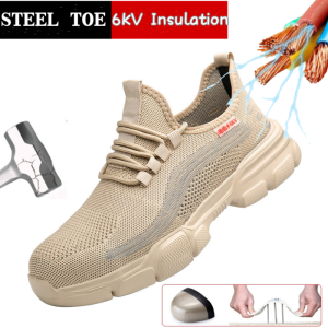 Original Insulation Work Safety Shoes for Men and Women Fashion Outdoor Work Shoes soft and Lightweight Breathable Steel Toe Work Shoes Sport Protection Safety Shoes for Men Safety Boots Bottom Jogging Shoes Casual Sneakers
