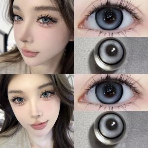 （6months）0-800 degree Daily Colored Eyes with power（Loose Piece）naturally enlarge your eyes hot sale big eyes Love eyes Black Brown ultraviolet-proof比巴卜灰美瞳半年抛14.5大直径欧美风混血网红同款近视隐形眼镜CK