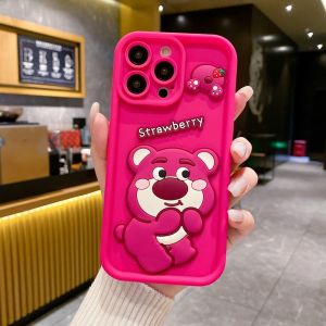 Realme C55 C35 C53 C51 C33 C21Y C25Y C67 C20 C11 7i C17 C25 C15 C12 Note 50 Strawberry Bear Phone Case Cute Cartoon