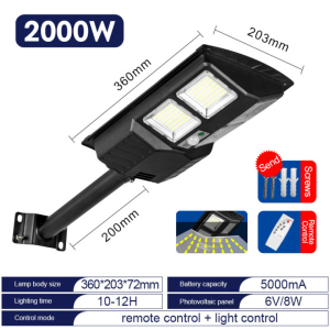 GEEK Solar light 2000W solar light outdoor waterproof suitable for road garden courtyard solar street lights