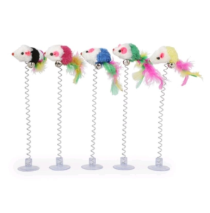 Mainan Kucing Tikus Bulu Tiang Per Goyang Tongkat Spring Rat Cat Toys / Cat Toys