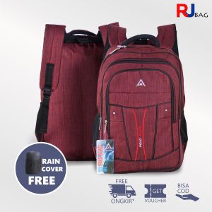POLO ALVIS - Pro Dynamic Red Tas Sekolah SMP SMA Kuliah Kerja Backpack Premium Kuat Free Rain cover