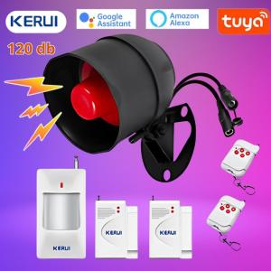 KERUI Alarm Speaker Sirine Keamanan Tuya Wireless Security PIR Sensor gerak Sensor Magnetik Set