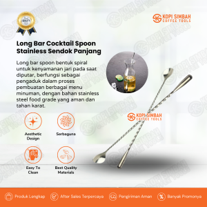 Long Bar Cocktail Bartender Spoon Stainless Sendok Penganduk Panjang Kopi Susu Thai Tea
