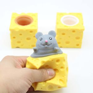 LYZRC Squishy Toy Cute Animal Mouse Cheese Squeeze CupPinch Stress Relief Super Soft Ball