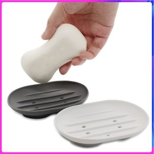 3 Colors Silicone Soap Holder Non-slip Flexible Soap Dish Plate Holder Dish Bathroom Soap Dish Travel