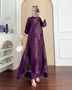 New gamis wanita Full Brokat Kondangan Series Burgundy Model Terbaru LD 110 Amella Dress bahan Satin SIlk Premium Gaun Maxi Pesta Pernikahan Mewah elegant Bahan adem Ukuran M L XL XXL bisa COD