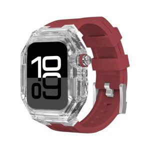 Ốp lưng trong suốt thay đổi cho Apple Watch Series 11 10 9 8 7 6 5 4 SE3 46mm 42mm Dây đeo cao su cho iWatch Ultra 2/1 49mm 45mm 41mm 44mm 40mm Bản sửa đổi sang trọng