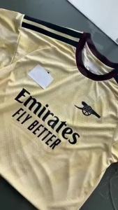 Football jersey player jersey Marseille team away kit yellow new 26/27 season. # PY0136 Gold Premier Arm UEFA/ Customizable with name and number size available.