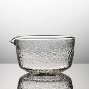 CHUAN Glass Matcha Bowl Textured Reusable Japanese Tea Set with Pouring Spout Tea Bowls Tea Lovers