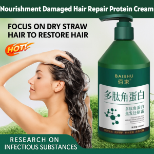 【Restore Burnt Hair】Dye Repair Cream Polypeptide Keratin Burnt Hair Restoration Cream Improve Frizziness Deep Nourishing Soft and Shiny 300ml Improve Frizziness Soft Shiny Moisturizing Care For Hair Hair Protein Treatment Mask