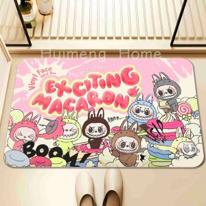 Labubu แผ่นชักโครกอ่างอาบนำ้เสื่อพรมโคลนไดอะตอมไมต์ซึมซับน้ำได้ดีสำหรับห้องครัวแผ่นกันลื่นแห้งเร็วพรมปูห้องน้ำขนาด50*80ซม.