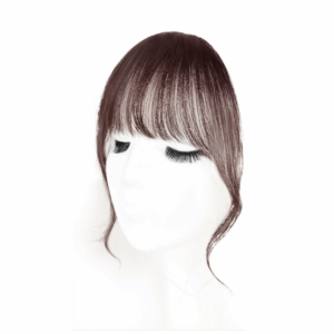 SI958 ธรรมชาติ หน้าม้าผมมนุษย์แบบลม หยิก ปิดชิ้นผม ขอบหน้าที่มองไม่เห็น จัดแต่งทรง น้ำตาล ต่อผมแบบม้า ผู้หญิง