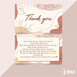 Card Cám Ơn Card Thank You Thiệp Cám Ơn Thiệp Thank You - Size 9x 5.4cm Chất Liệu C300 Cán Màn Mờ 2 Mặt Họa Tiết Hoa Lá Sang Trọng - iDea Design