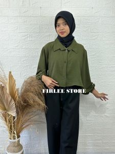 BAJU ATASAN WANITA CROP BALON TUNIK CRINKLE M L XL