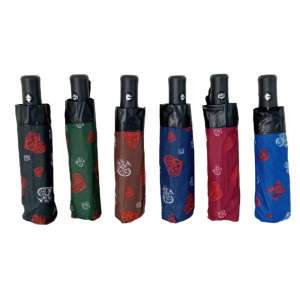 (ELLA SHOP) 3 folds automatic printed (SPADE) Design coated umbrella + FREE SPONGE