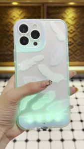 Ốp điện thoại iPhone 17 16 15 13 12 11 14 Pro Max Plus mới 5 màu phát sáng đèn nhấp nháy nơ lông vũ