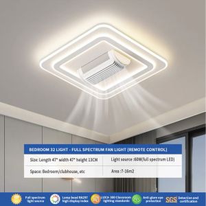 English version Bladeless Ceiling Fan with Light Flush Mount Ceiling Fan with 6-Speed Reversible