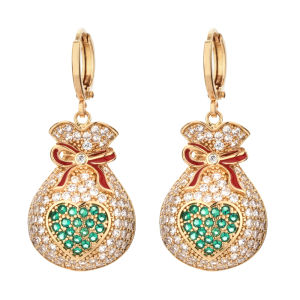 SEQUITO Personality Female Ear Jewelry Yellow Gold Color Paved Tiny Multicolor AAA Zirconia Elegant Gift Bag Shape Long Drop Earrings for Costume Jewellery SE940