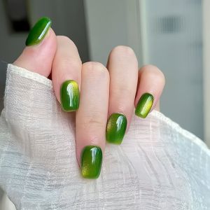 Kuku Palsu Premium Mata Kucing Semi Tangan Warna Variasi dengan Lem - Set 10PCS/SET