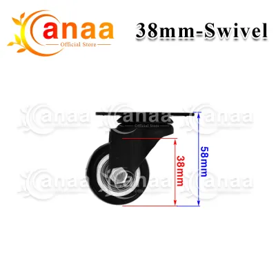 ANAA Black PU Heavy Duty Swivel Rigid Brake Caster Roller M8 M10 Castor Wheel 50mm 2 inch Black and White Roda