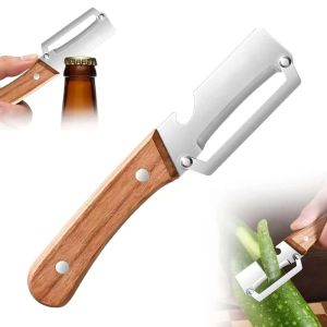 2 In 1 Kitchen Peeler Stainless Steel Sharp Blade Nonslip Handle Dual Function For Peeling Shredding With Bottle Opener Multi Vegetable Fruit Peeler