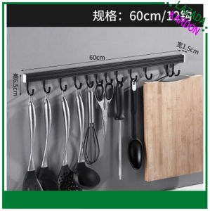 Space aluminum kitchen rack tableware rack with hook cup storage tool rack wall mounted non drilled kitchen organizer