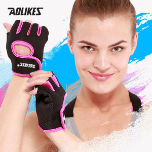 Sarung Tangan Aolikes 1678 Kaos Tangan Pelindung Angkat Beban Gym Fitness Hand Glove Half Finger Weight Lifting Sport Gowes Sepeda Anti Slip