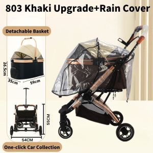 Pet Stroller Foldable Washable Dog Cat Carrier 4 Wheels Lightweight Trolley Dog Cat Stroller