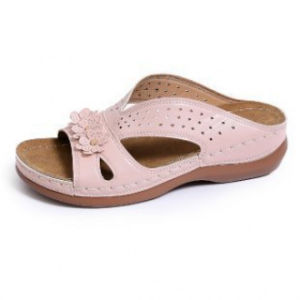 [Free Shipping] Plus-Size WomenS Summer Wedge Sandals With Hollow Breathable Floral Design Comfortable Soft-Soled Slip-On Shoes For Outdoor Wear