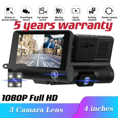 3-Way Record Car Camera Dashcam 64gb Front + Back + Interior Recorder Video Cam Night Vision G Sensor