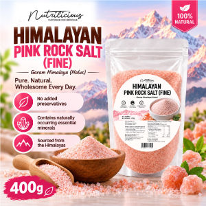 NUTRILICIOUS Himalayan Pink Rock Salt (Fine) 400g for Garam Himalaya Garam Halus Fine Salt